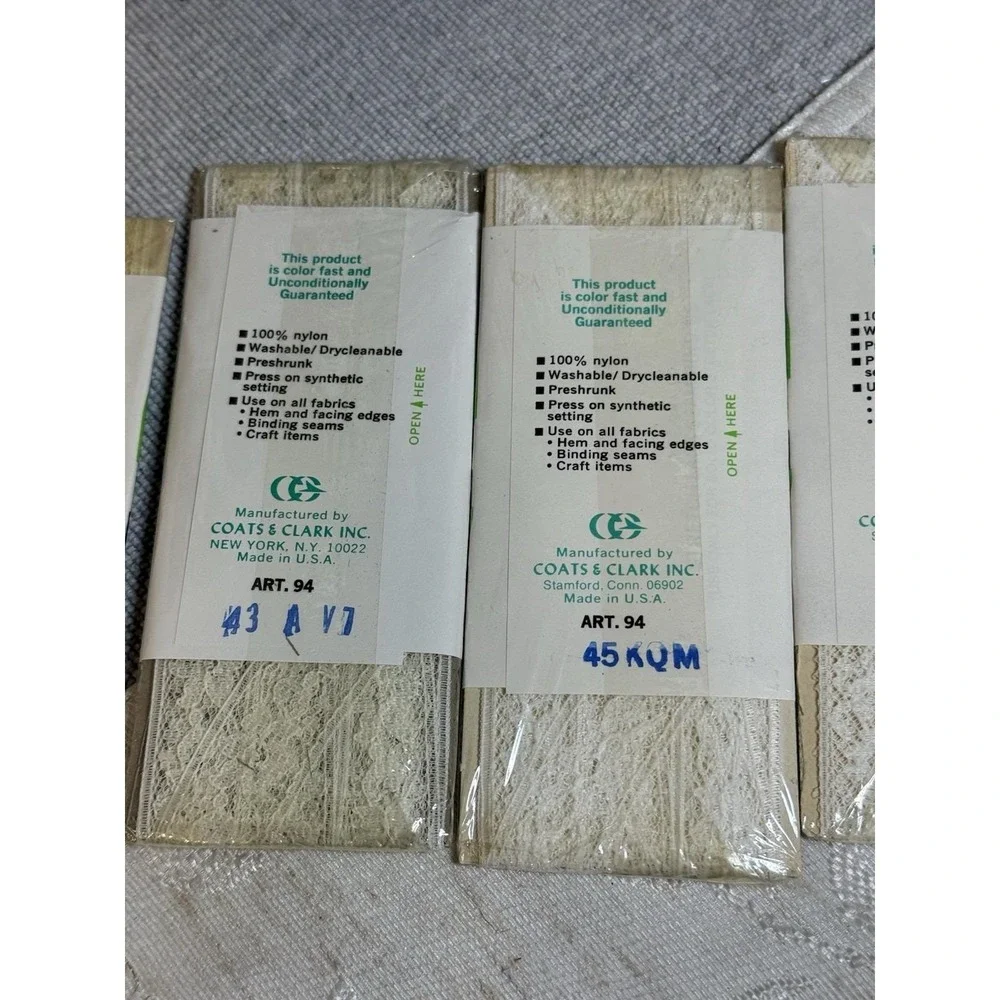 Lot of 7 Vintage Coats & Clark Boiltex Stretch Lace‎ Seam Binding 3yds Art 94